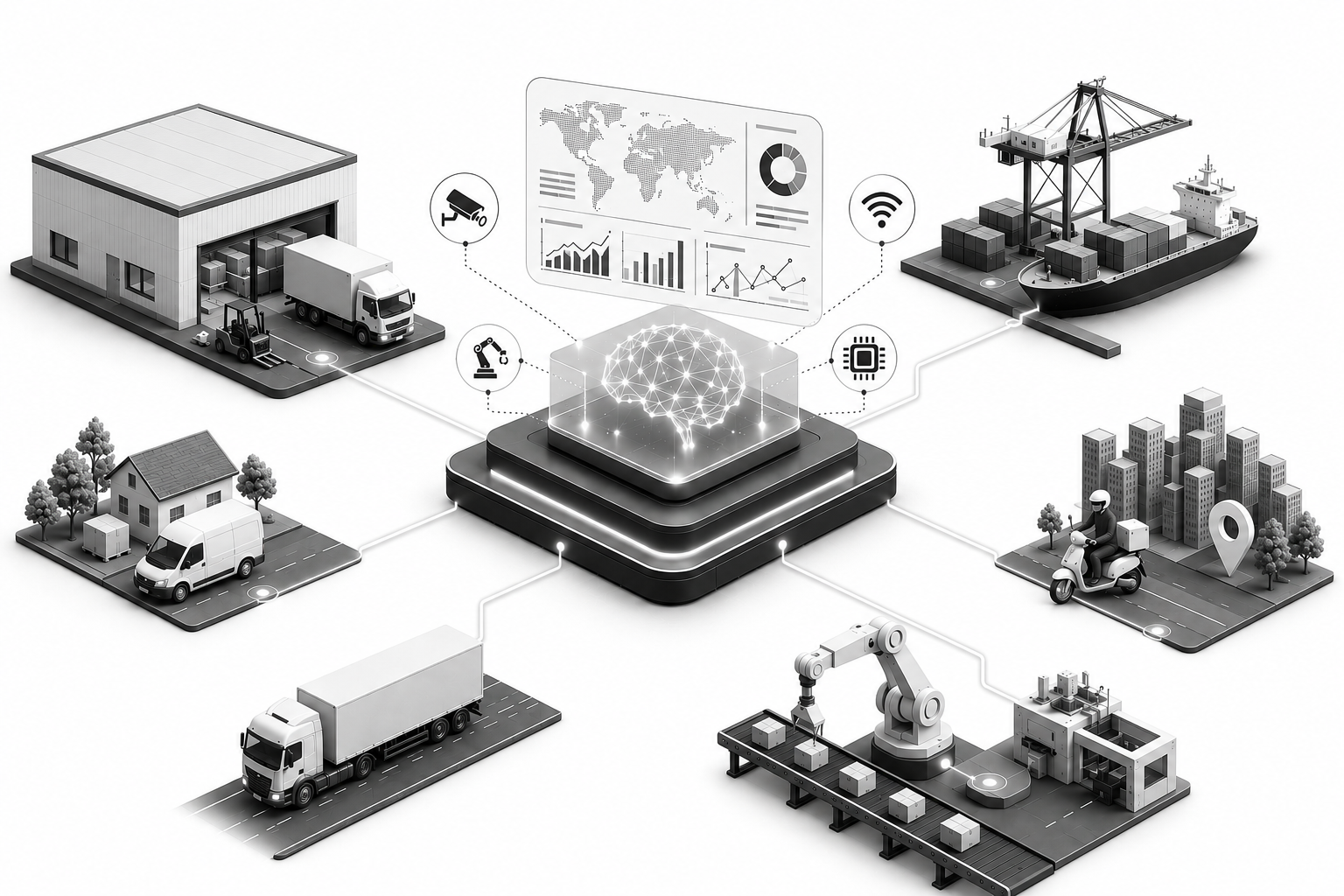 AI + IoT resource orchestration platform connecting logistics operations